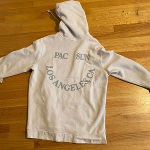 White PacSun hoodie with design on the back